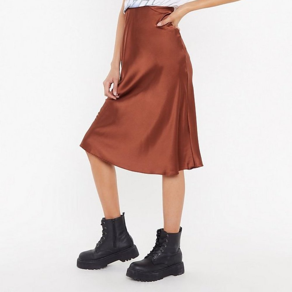 Nasty Gal Brown Satin Skirt Size 2
